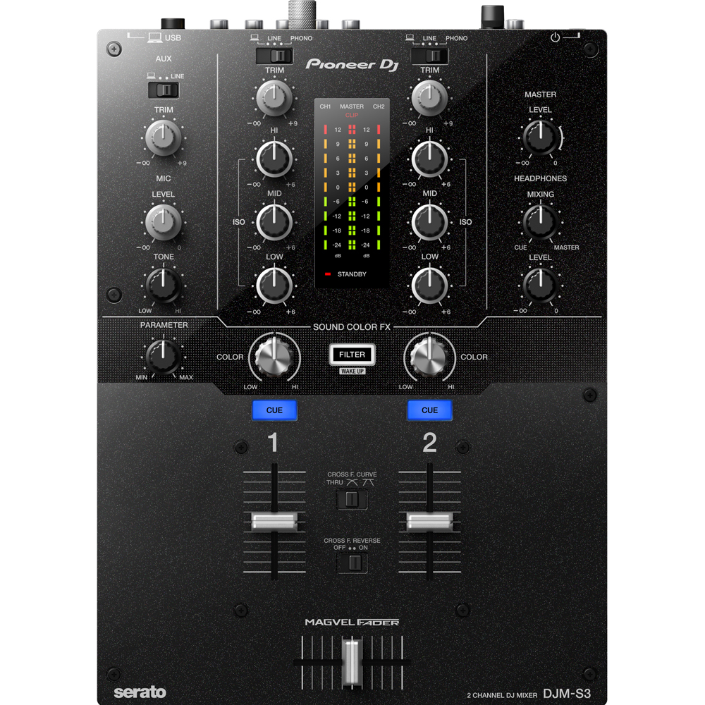 Pioneer DJ DJM-S3, 2 Channel Serato DJ Mixer