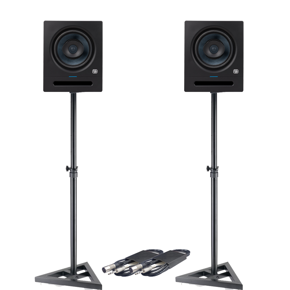 PreSonus Eris Pro 8 (Pair) + Monitor Stands & Leads Bundle