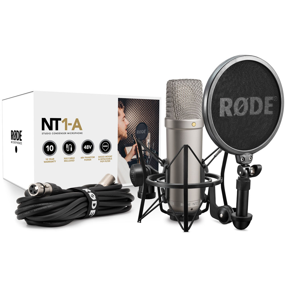 Rode NT1-A Studio Condenser Microphone + Cradle & Pop Shield