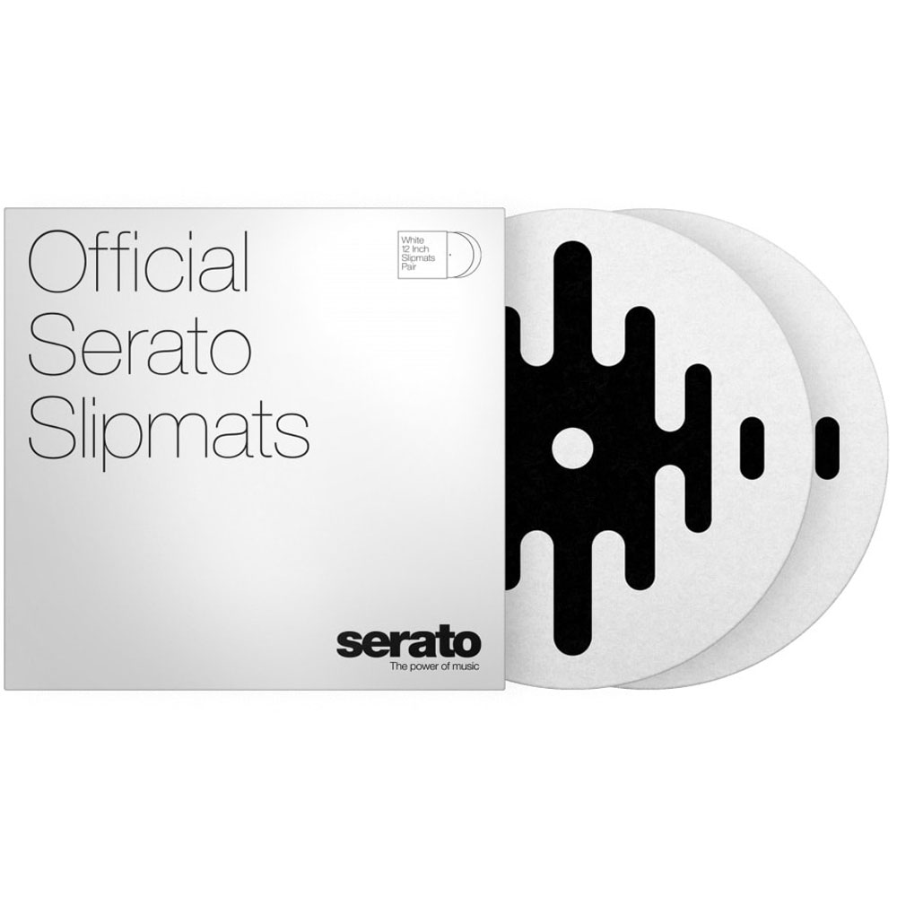 Serato Official DJ Pro Logo Slipmats, White, 12'' (Pair)