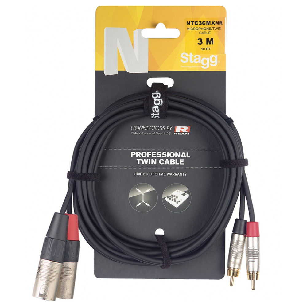 Stagg RCAm - XLRm 3 Metre Pro Audio Cable (NTC3CMXMR)