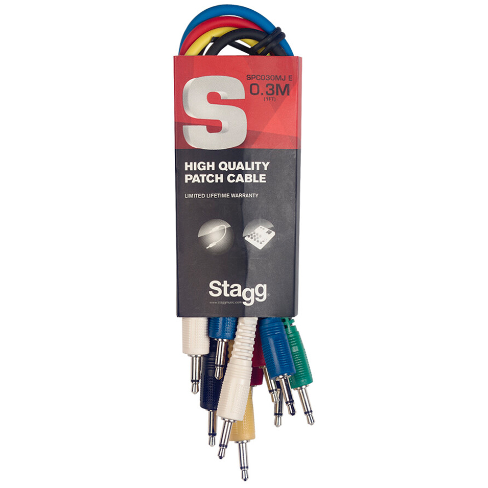 Stagg Patch Cables, 6x MiniJack to MiniJack, 30cm (SPC030MJE)