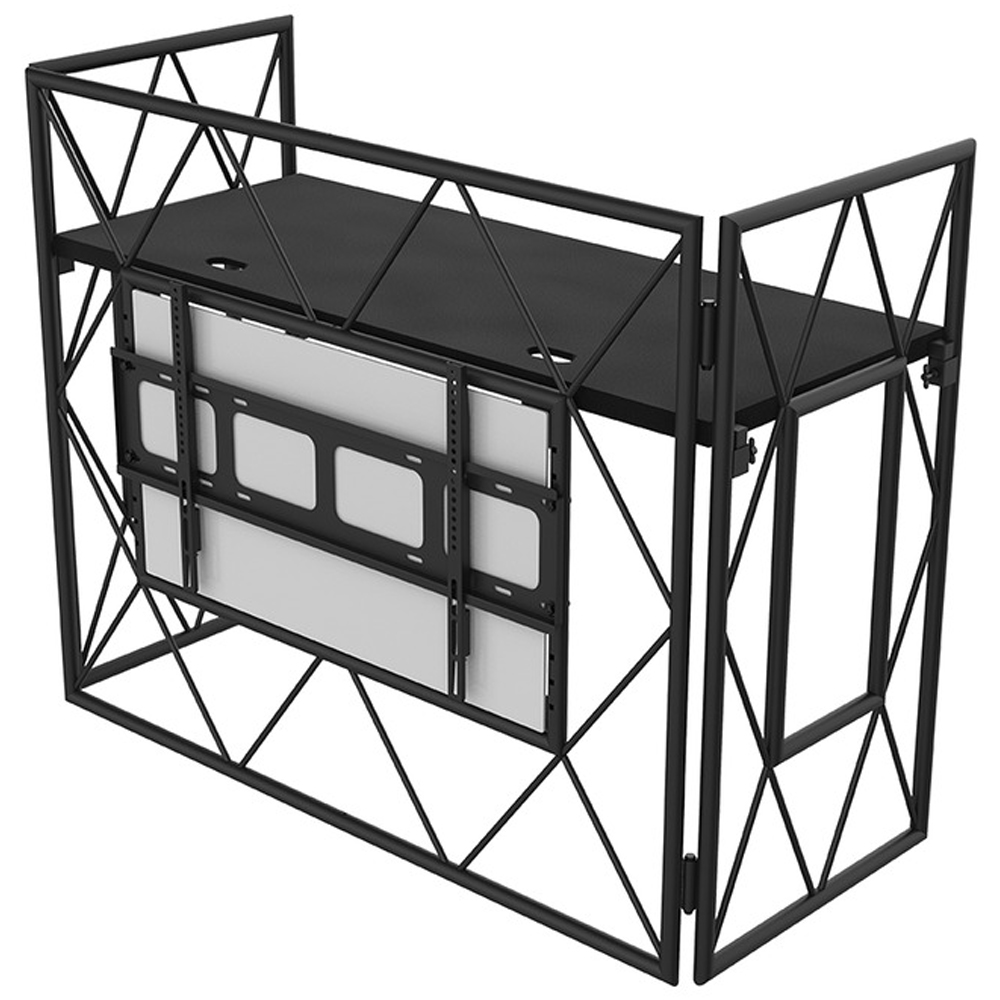 UltiMax TrussBooth-BK, Aluminium Truss DJ Booth c/w VESA TV Mount and Shelf