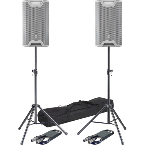 LD Systems ICOA 12A BT White, Bluetooth Speakers (Pair) + Stands & Leads