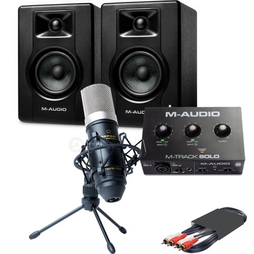 M-Audio BX3 Speakers (Pair) + M-Track Solo Interface & MPM-1000 Microphone