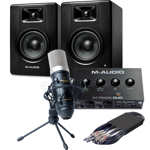 M-Audio BX4 Speakers (Pair) + M-Track Duo Interface & MPM-1000 Microphone