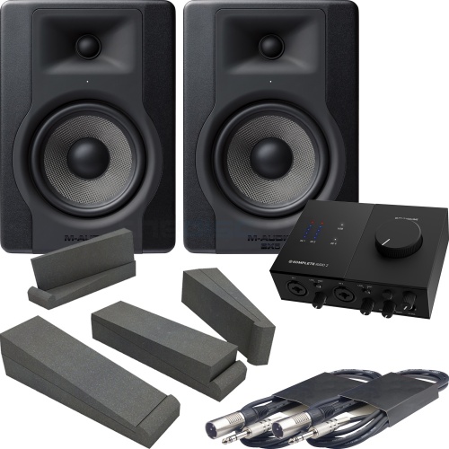 M-Audio BX5 D3 (Pair) + NI Komplete Audio 2 Interface, Pads & Leads - Includes Guitar Rig 6 Pro (worth £179) FREE Until Jan 6th
