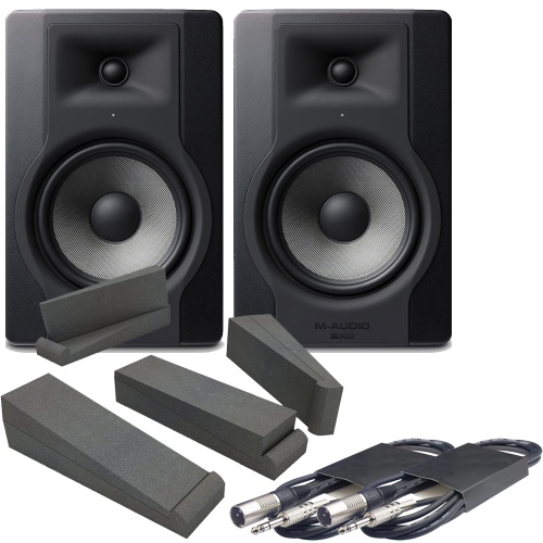 M-Audio BX8 D3 Monitors (Pair) + Isolation Pads + Leads Bundle