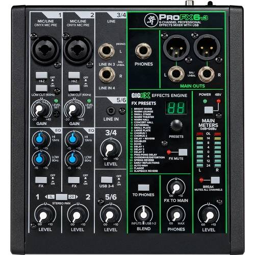 Mackie ProFX6v3, 6-Channel Pro Effects USB Mixer