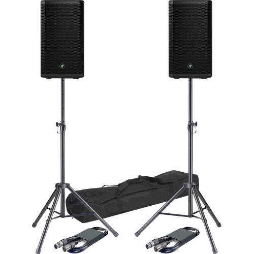 Mackie Thrash 212 PA Speakers + Stands & Leads Bundle Deal