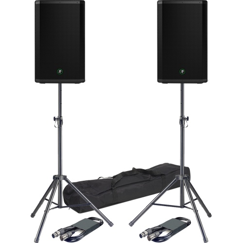 Mackie Thrash 215 PA Speakers + Stands & Leads Bundle Deal