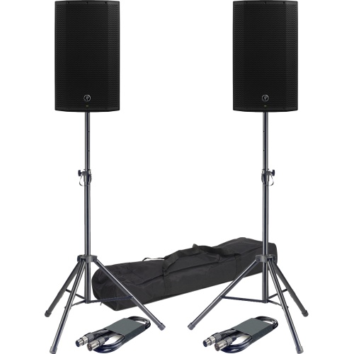 Mackie Thump 12A PA Speakers + Stands & Leads Bundle Deal