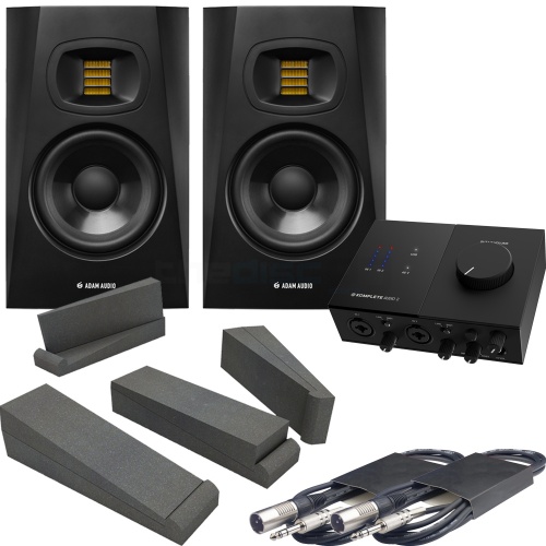 Adam Audio T5V Studio Monitors (Pair) + NI Audio 2, Pads & Leads