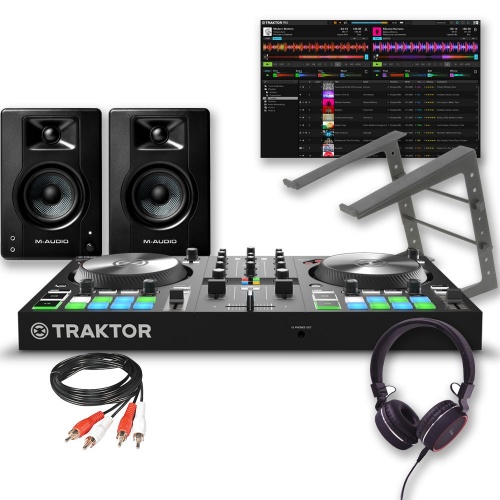 NI Traktor Kontrol S2 MK3, M-Audio BX3 Speakers, Laptop Stand & Headphones