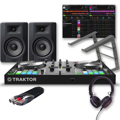 NI Traktor Kontrol S2 MK3, M-Audio BX5 D3 Speakers, Laptop Stand & Headphones