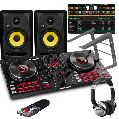 Numark Mixtrack Platinum FX + KRK Rokit Classic 5, Laptop Stand, HF125