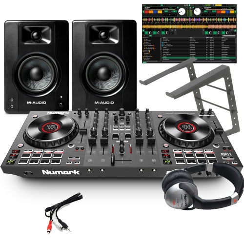 Numark NS4FX Serato DJ Controller + M-Audio BX4 Speakers, Laptop Stand & Headphones
