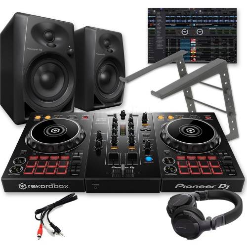 Pioneer DJ DDJ-400 Controller, DM-40 Speakers, Laptop Stand & HDJ-CUE1 Headphones Bundle Deal