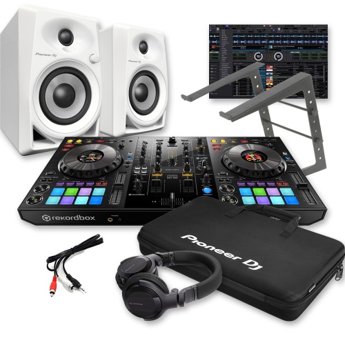 Pioneer DJ DDJ-800 + White DM-40's, Carry Bag, HDJ-CUE 1 Headphones & Laptop Stand