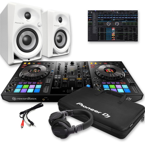 Pioneer DJ DDJ-800 + White DM-40's, Carry Bag & HDJ-CUE1 Headphones Bundle Deal