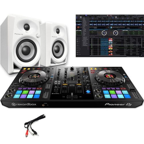 Pioneer DJ DDJ-800, Rekordbox DJ Software & DM-40 White Speakers Bundle