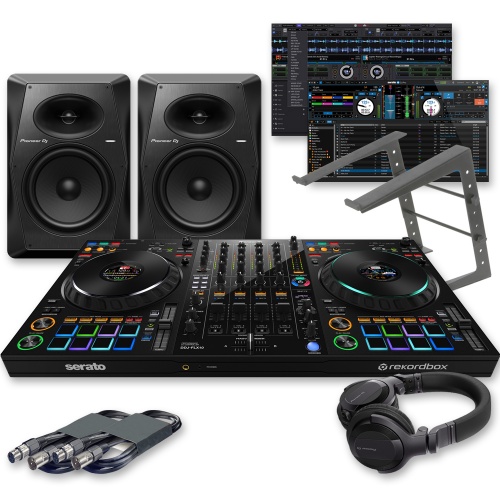 Pioneer DJ DDJ-FLX10 DJ Controller, VM-80 Speakers, Laptop Stand & HDJ-CUE1 Headphones Bundle