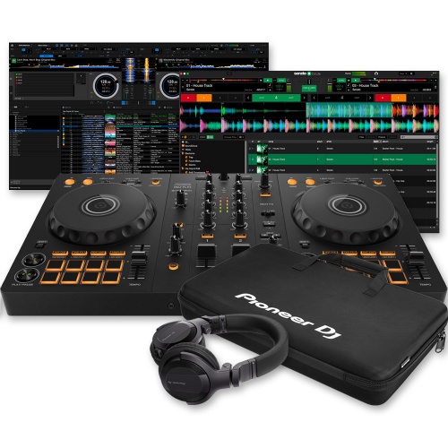 Pioneer DJ DDJ-FLX4 Controller, Carry Case & HDJ-CUE1 Headphones Bundle