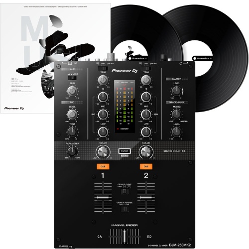 Pioneer DJ DJM-250 MK2, 2 Channel DJ Mixer + Rekordbox DVS Control Vinyl