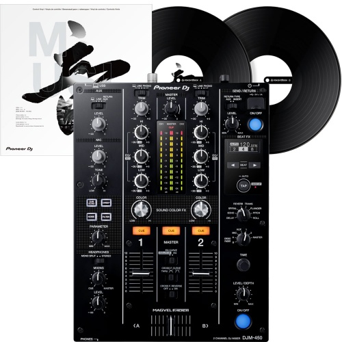 Pioneer DJ DJM-450, 2 Channel DJ Mixer + Rekordbox DVS Control Vinyl