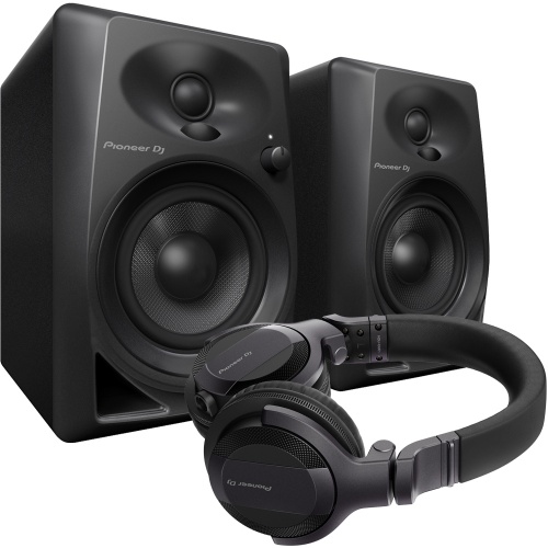 Pioneer DJ DM-40 Active DJ Monitors + HDJ-CUE1 Headphones Bundle