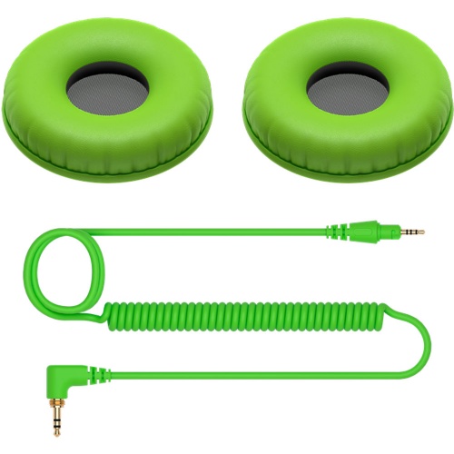 Pioneer DJ HC-CP08-G Replacement Cable & Earpads for HDJ-CUE1 (Green)