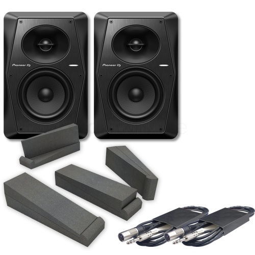 Pioneer DJ VM-50 Active DJ Speakers (Pair) + Isolation Pads & Cables Bundle Deal