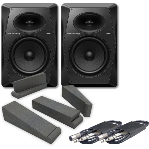 Pioneer DJ VM-80 Active DJ Speakers (Pair) + Isolation Pads & Cables Bundle Deal
