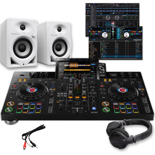 Pioneer DJ XDJ-RX3 + DM-40D White Speakers & HDJ-CUE1 Headphones Bundle