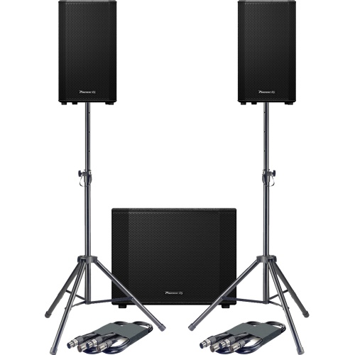 Pioneer DJ XPRS102 + XPRS1152S + Tripod Stands & Leads Bundle Deal