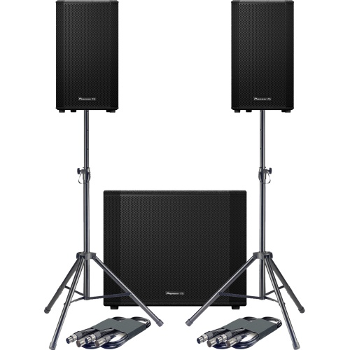 Pioneer DJ XPRS122 + XPRS1182S + Tripod Stands & Leads Bundle Deal