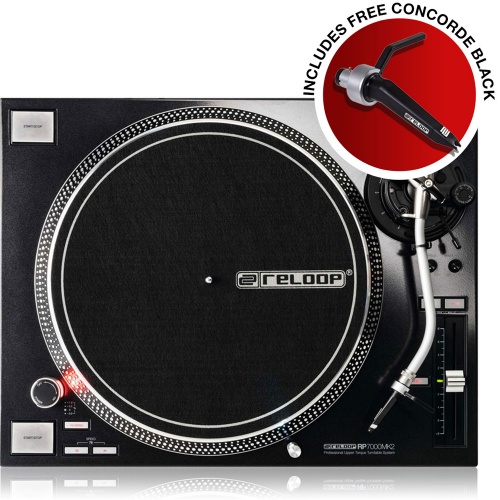 Reloop RP7000 MK2 Black Professional DJ Turntable (Single) Inc. FREE Concorde Cartridge & Stylus