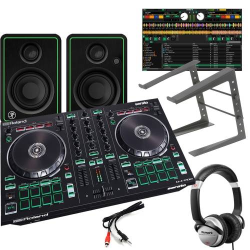 Roland DJ-202, Mackie CR3X, Laptop Stand + Numark HF125 Headphones
