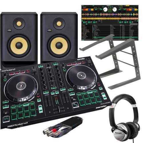 Roland DJ-202, KRK Rokit RP5 G4, Laptop Stand + Numark HF125 Headphones
