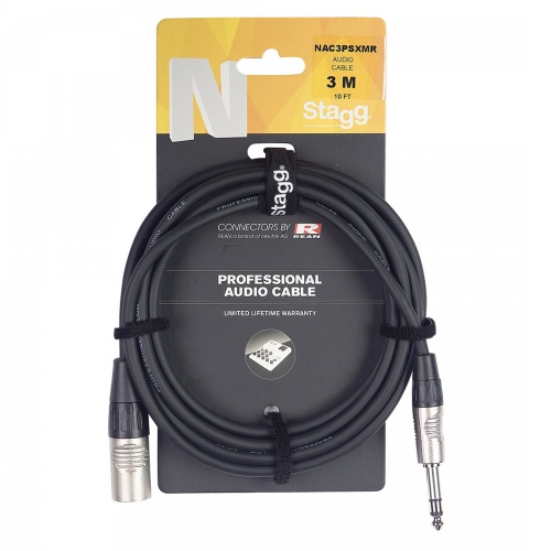 Stagg XLRm - Jack 3 Metre Balanced Audio Cable (NAC3PSXM)