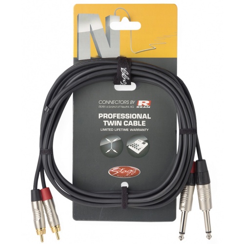 Stagg Jack - RCA 3 Metre Pro Audio Cable (NTC3PCMR)
