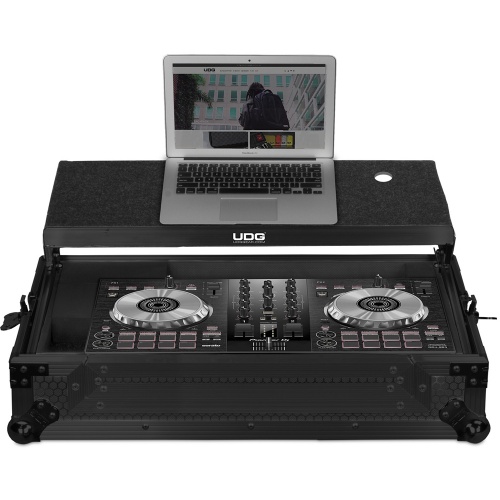 UDG Ultimate Flight Case, Pioneer DDJ-FLX4/SB2/SB3/400 Black + Laptop Shelf