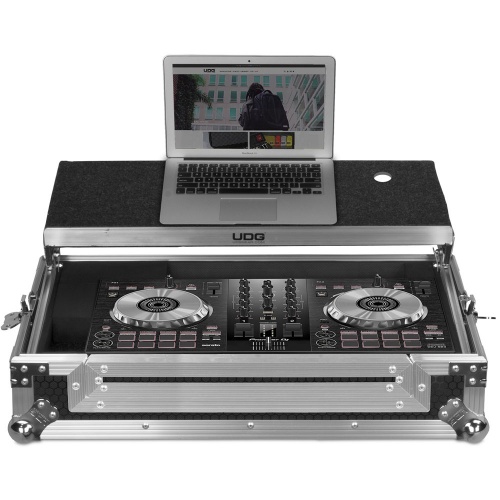 UDG Ultimate Flight Case, Pioneer DDJ-SB2/SB3/400 Silver + Laptop Shelf