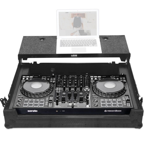 UDG Ultimate Flight Case Pioneer DJ DDJ-FLX10 Black Plus, Shelf & Wheels (U91088BL)