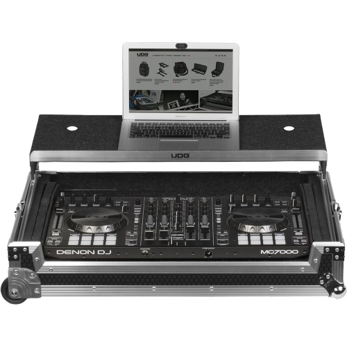 UDG Ultimate Flight Case Multi Format XXL Silver + Laptop Shelf, Trolley & Wheels
