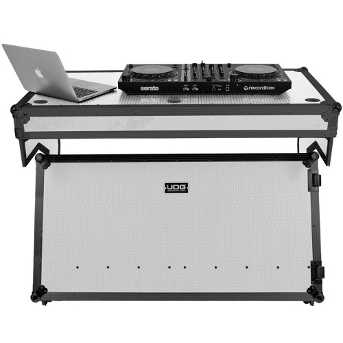 UDG Ultimate Flight Case Portable Z-Style DJ Table White Plus (Wheels)