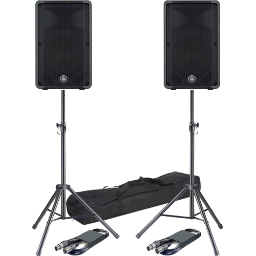 Yamaha DBR15 Active PA Speakers + Tripod Stands & Leads Bundle