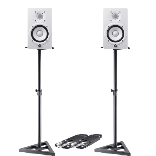 Yamaha HS5 White Active Studio Monitors + Stands & Leads